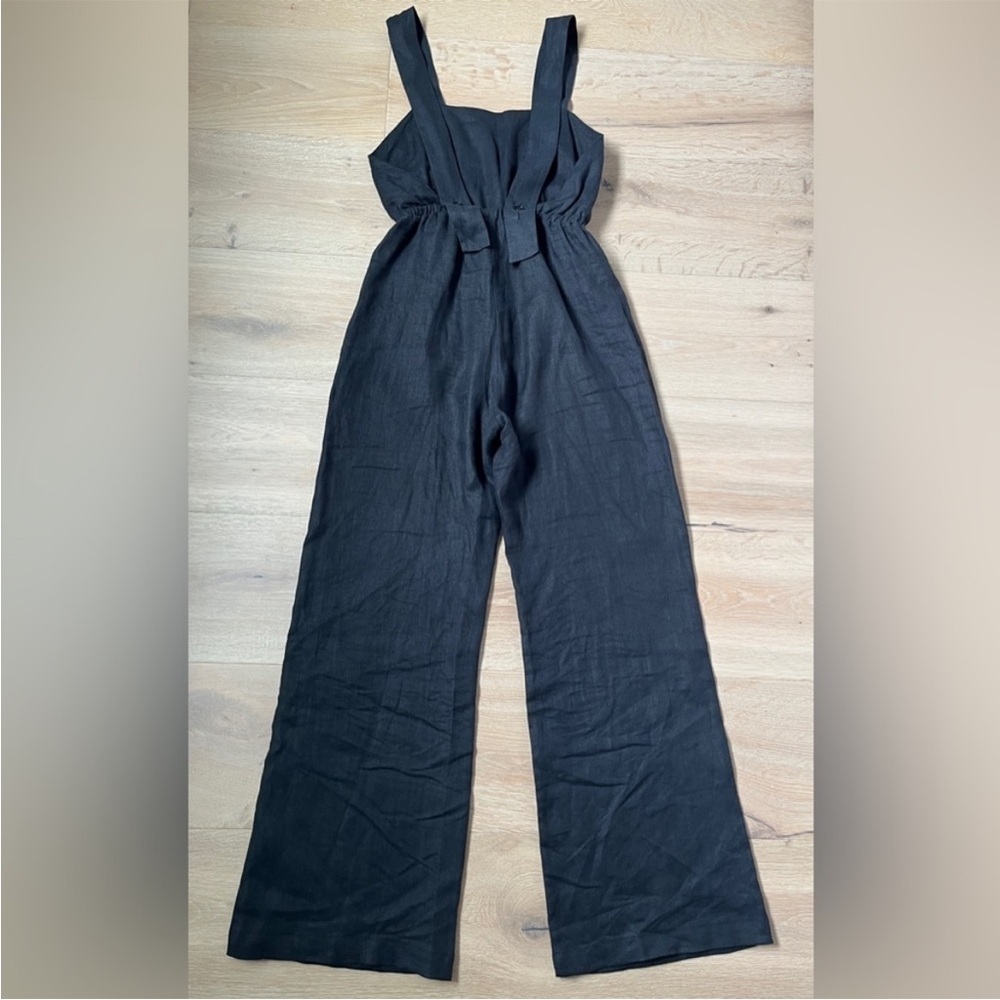 Reformation black linen exposed back jumpsuit - Picture 3 of 4